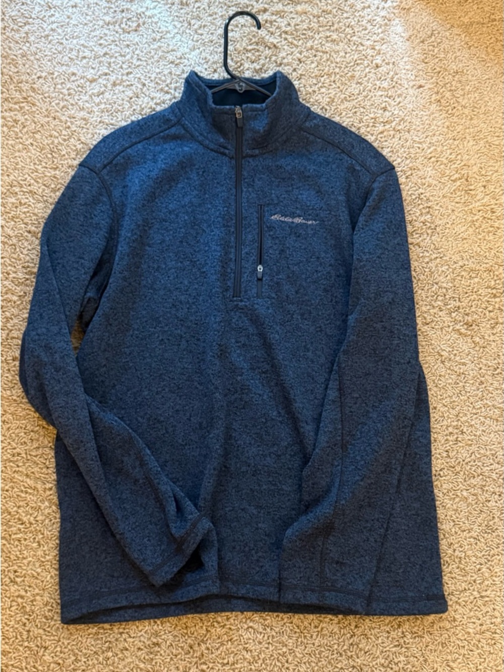 Eddie Bauer Men’s L Fleece Quarter Zip Pullover Blue Jacket Casual Outdoor